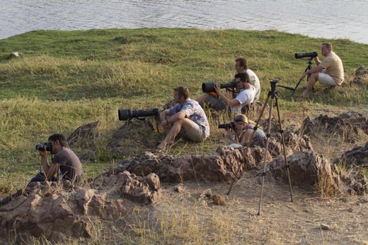 Photographers wait for the perfect shot on the Ruaha safari in Tanzania CREDIT Myrjam Butscher photographers wait for the perfect shot on the Ruaha safari in Tanzania