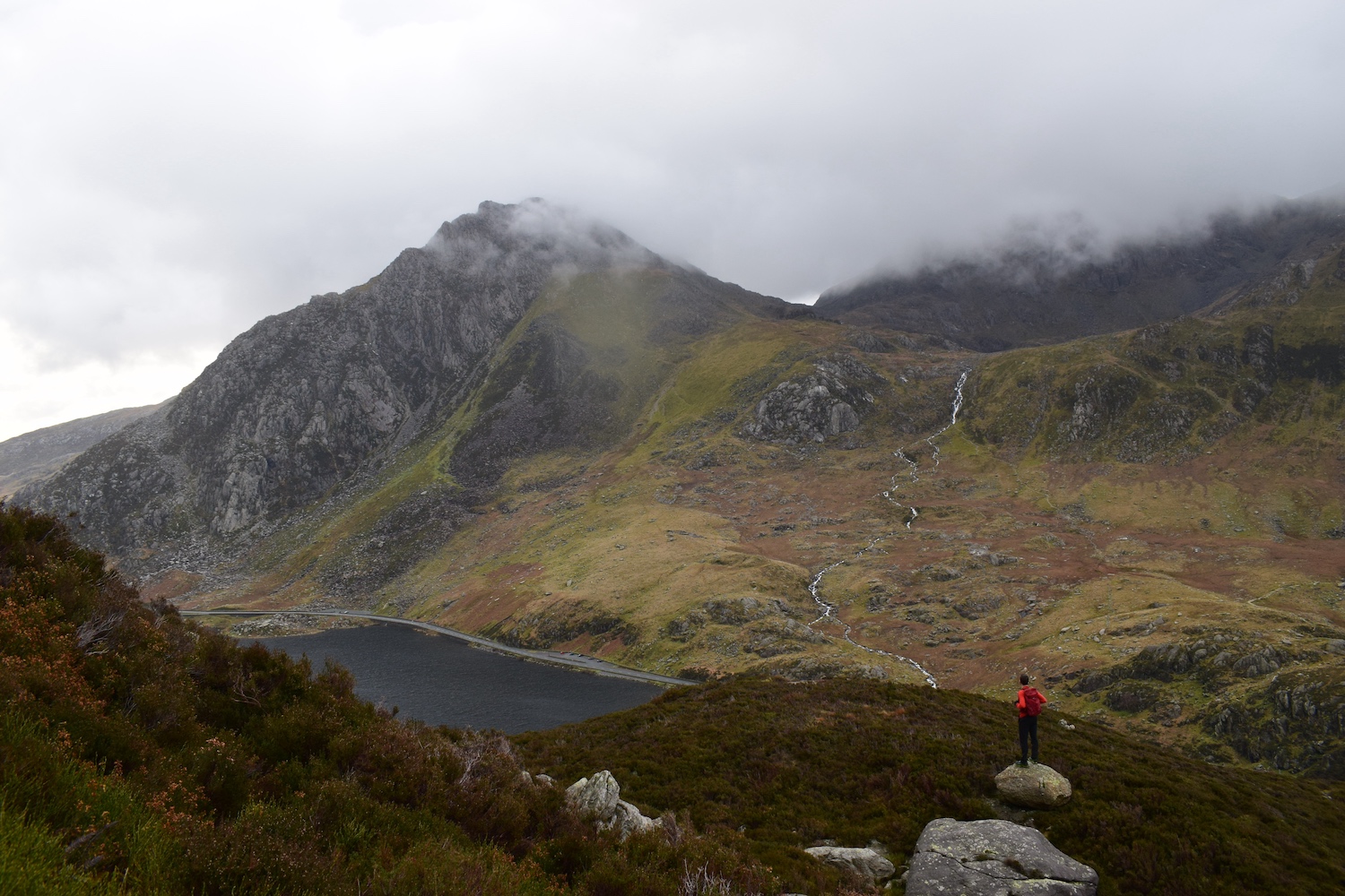 Views of Tryfan from ascent of Pen yr Ole Wen, Carneddau