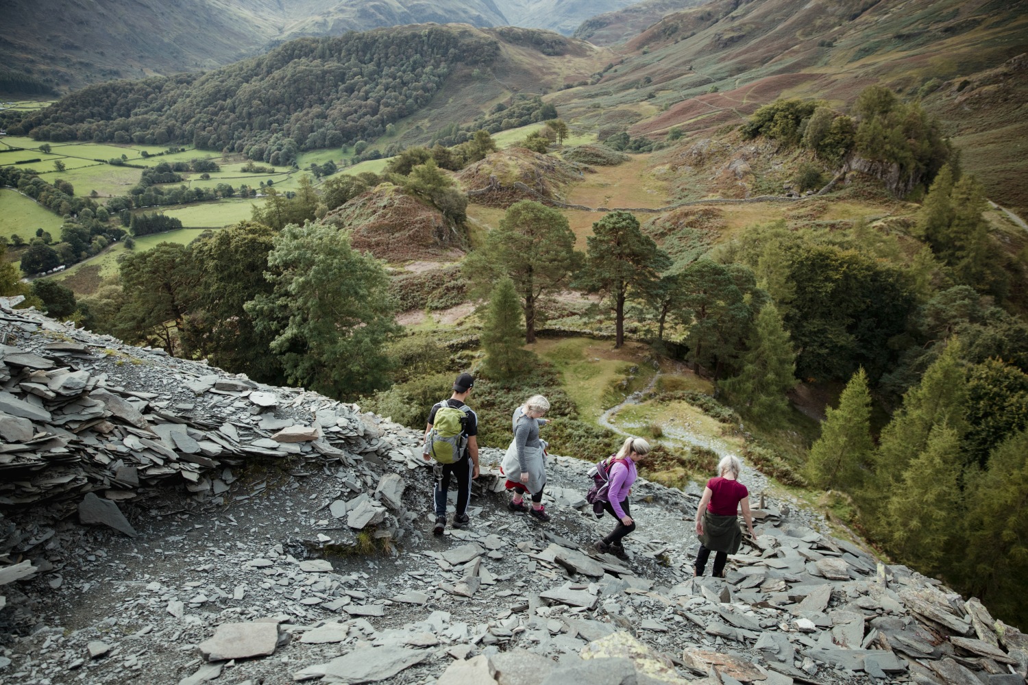 People walking down slate path_Cumbria Way